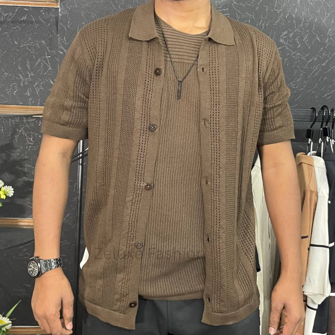 Korean Net Half Shirt (Chocolate)