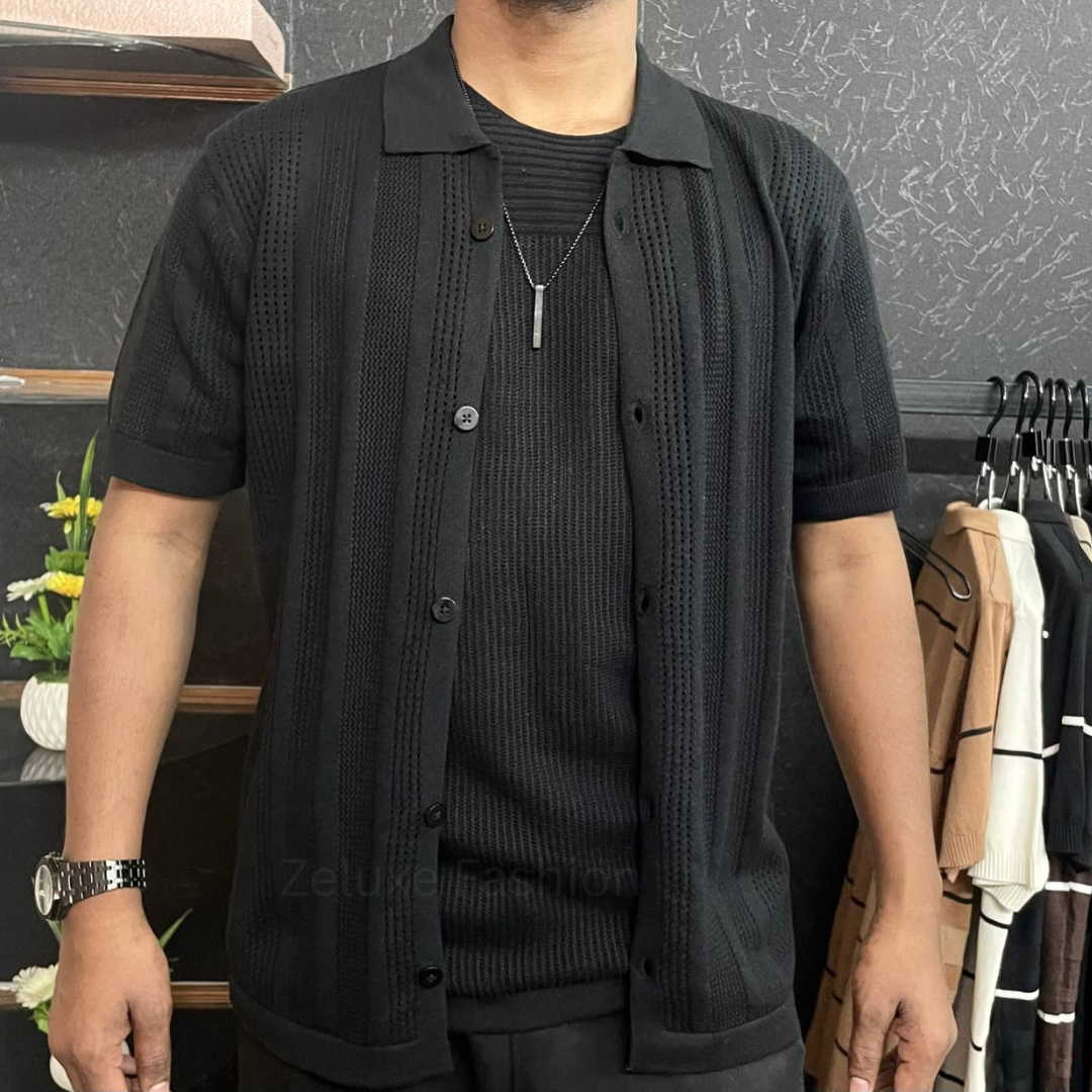 Korean Net Half Shirt (Black)