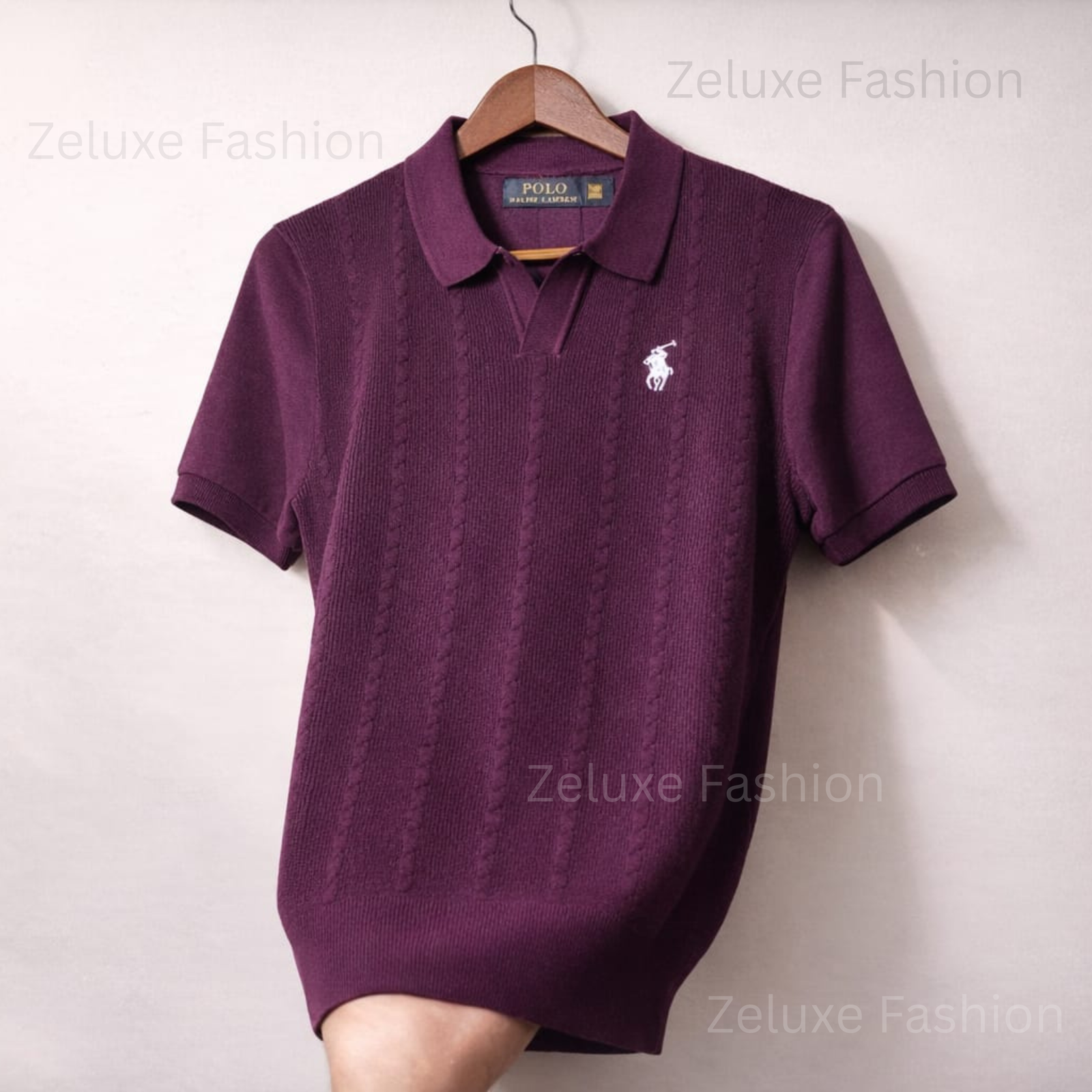 Ralph Lauren Cable Knit Polo (Purple)