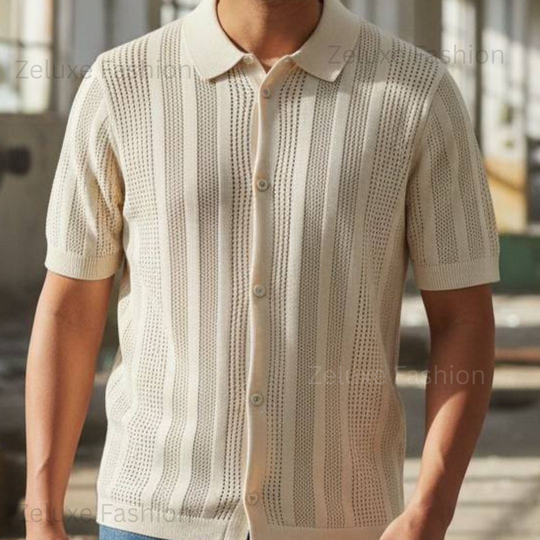 Korean Net Half Shirt (Off-white)