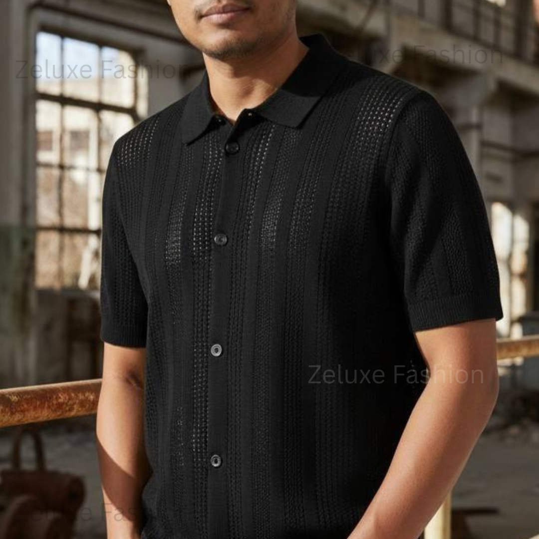 Korean Net Half Shirt (Black)