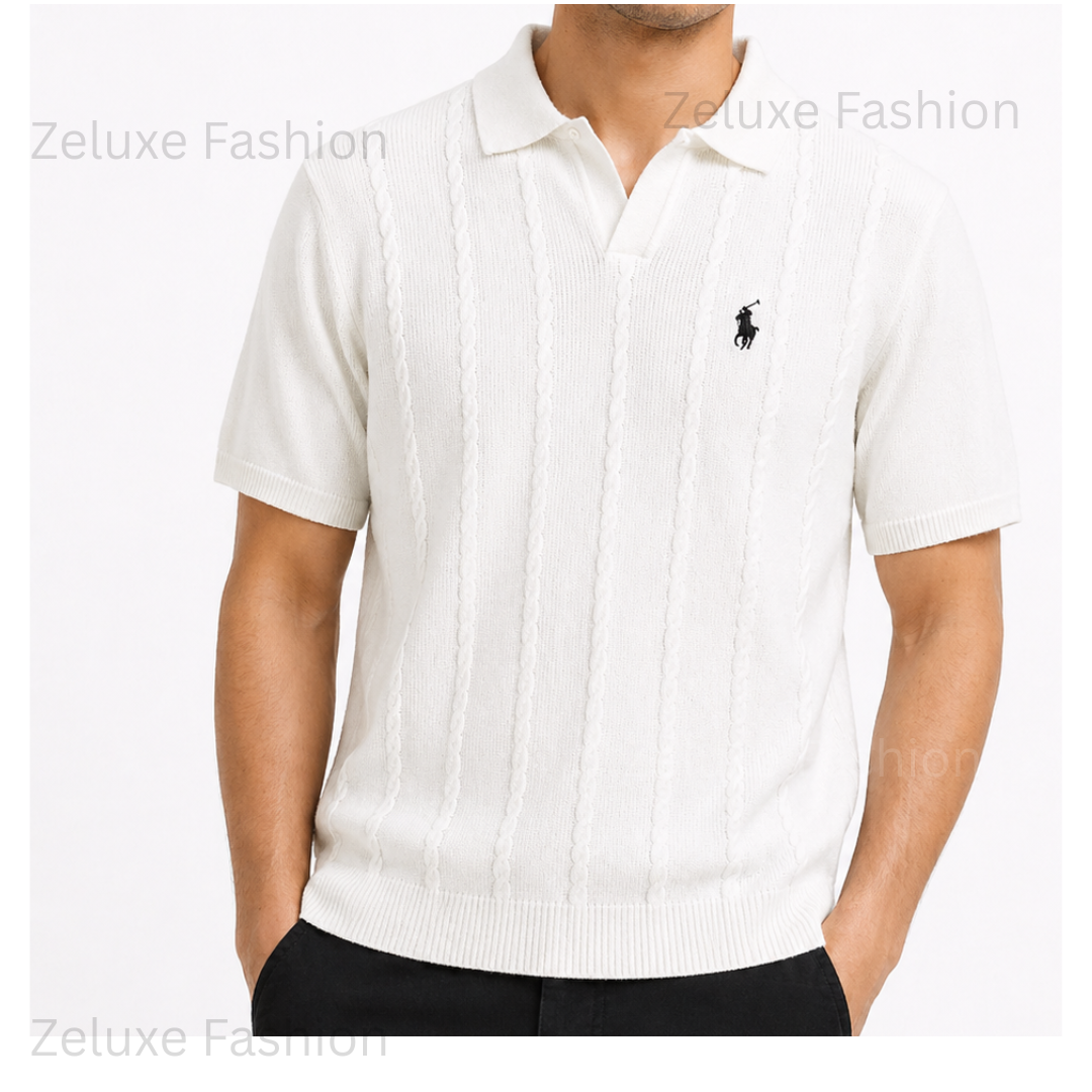 Ralph Lauren Cable Knit Polo (White)