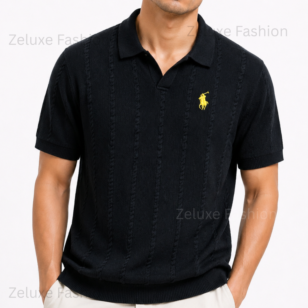 Ralph Lauren Cable Knit Polo (Black)