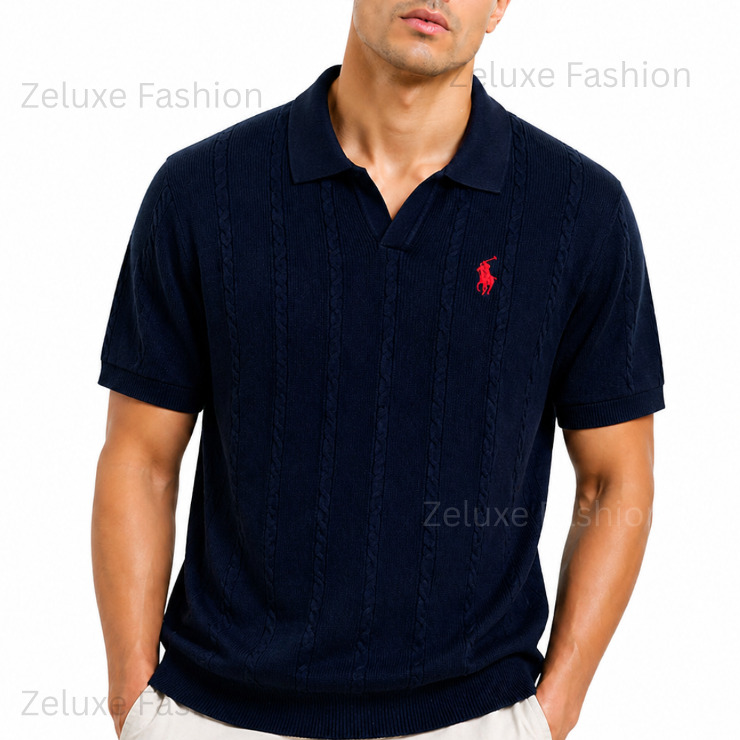 Ralph Lauren Cable Knit Polo (Navy)